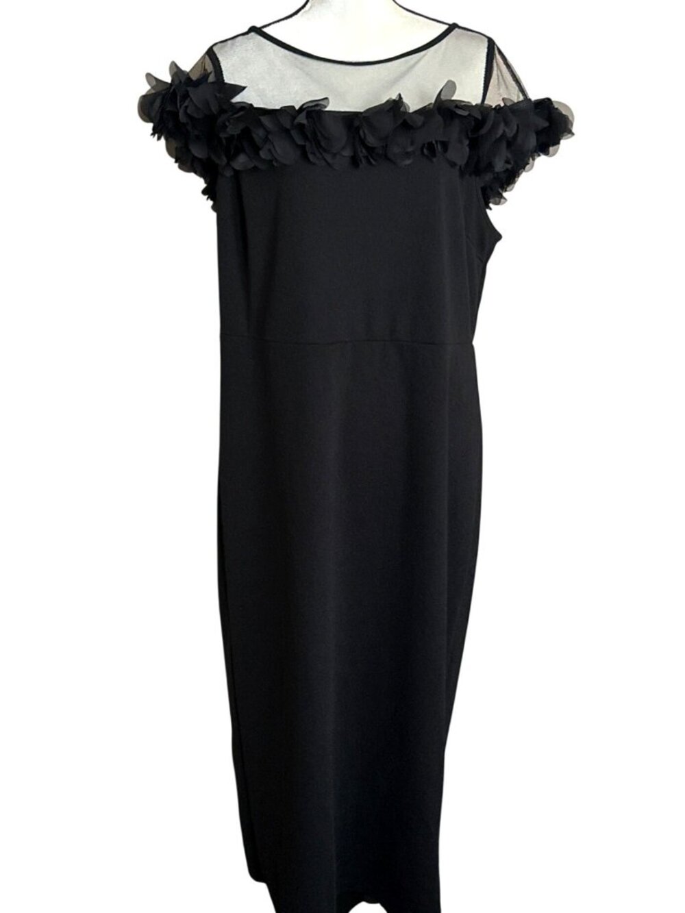 Timeless Black Dress 2X Shein Curve Formal Petal Ruffle Romantic Sleek Chic